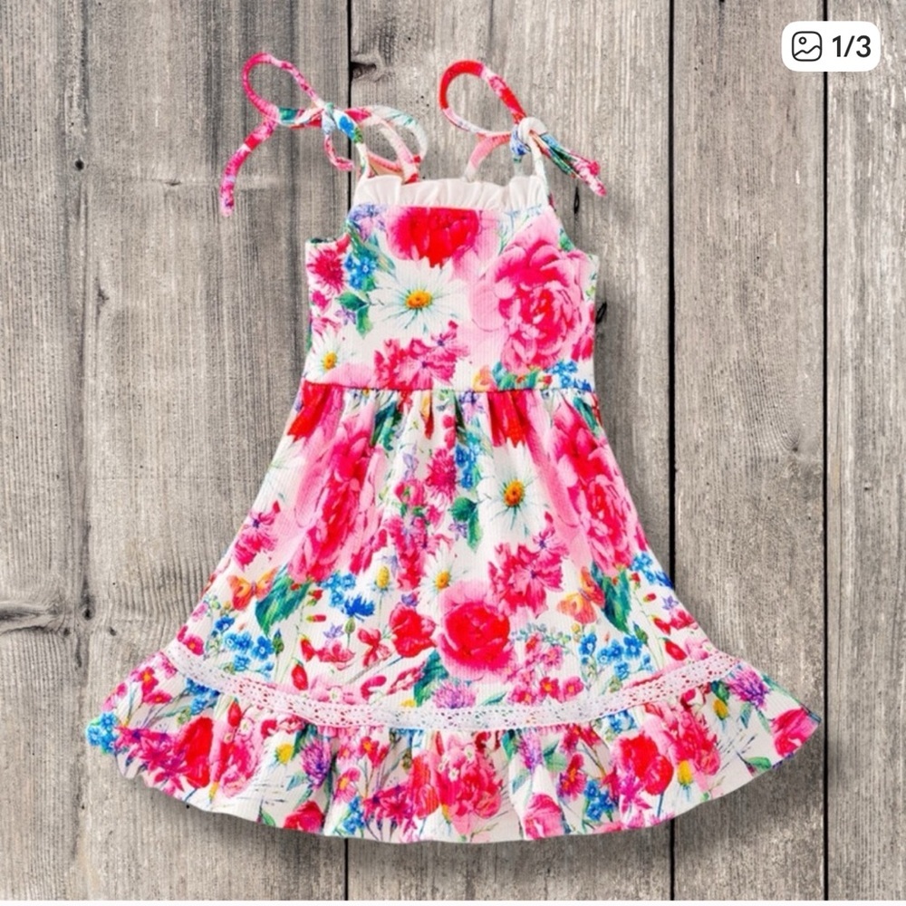 New Boutique Floral Pink Kids Dress